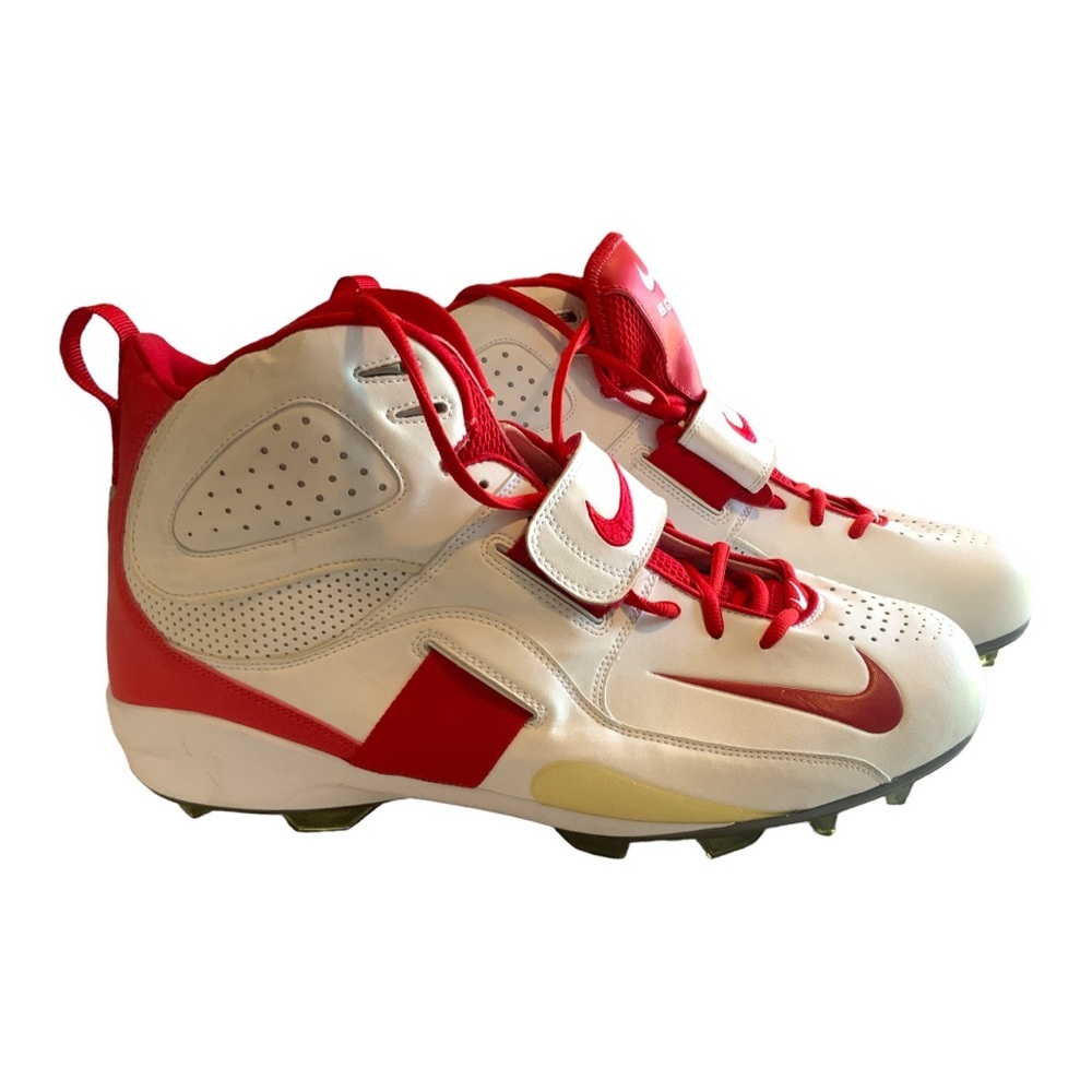 Nike Boss Zoom Air High top football cleats red /white lace up 2007-2008 Sz 14